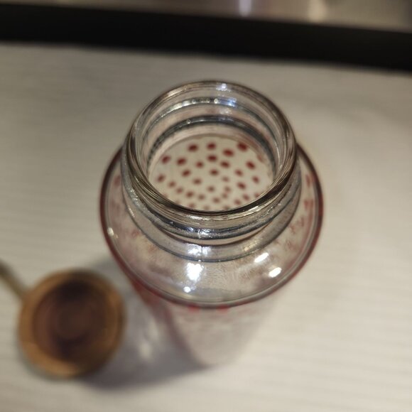 The Pioneer Woman Glass Water Bottle with Red Polka Dots 20 oz Bamboo Lid - Picture 5 of 6